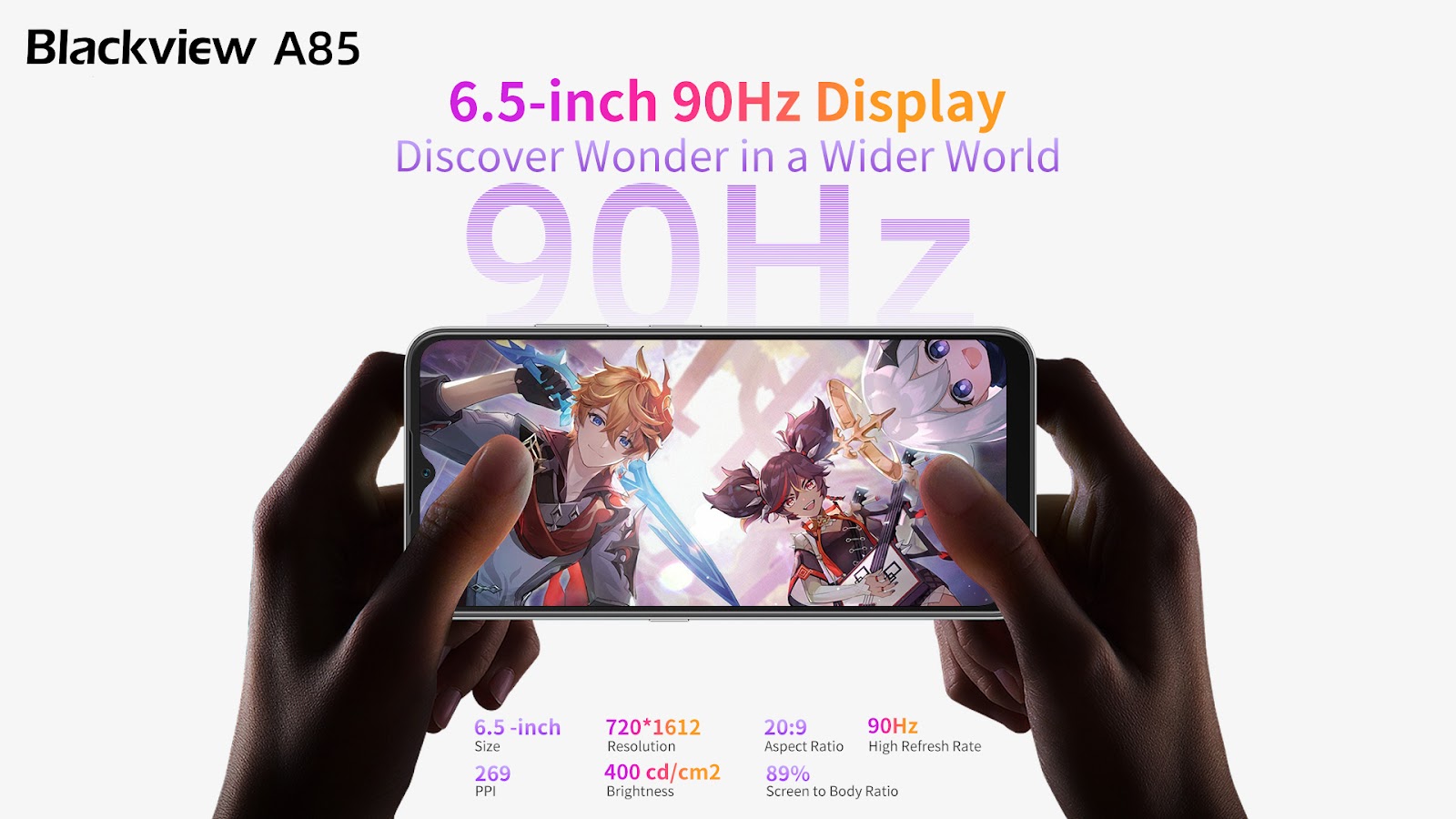 World Premiere on Aliexpress BlackFriday for only $109.99! Blackview A85 features a 6.5-inch 90 Hz display, UNISOC T606 & Doke OS 3.0, 4480mAh  Battery, 18W Fast Charging 2