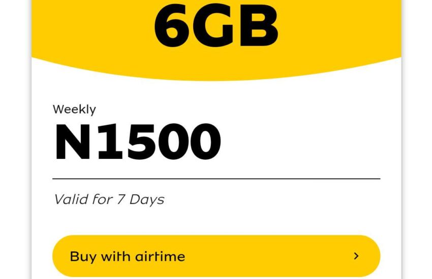 mtn weekly jolly data plan 6gb for 1500 naira