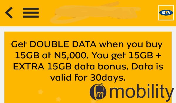 Get MTN 30GB for ₦5000 Double Data Deal 1