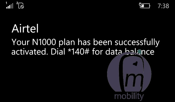 Airtel 1000 for 5gb plan