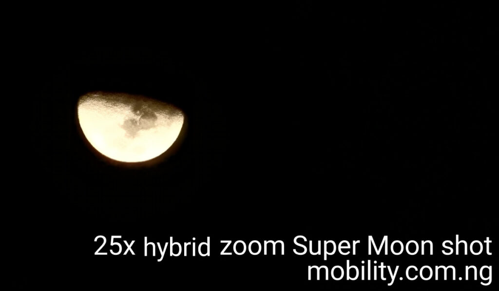 Super Moon shot at a 25x hybrid oom maginification. 