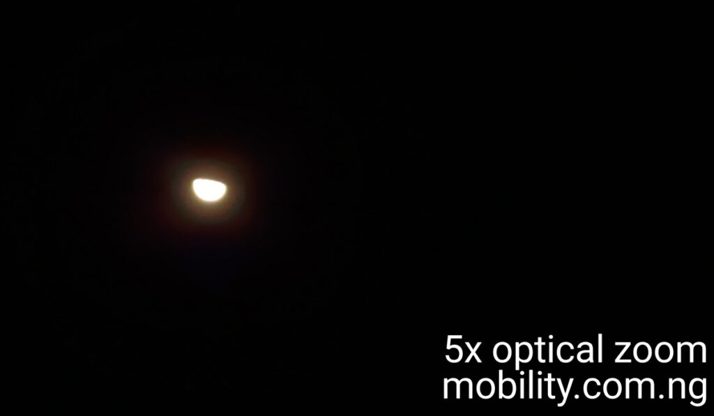 5x optical zoom photo of the moon taken with TECNO Camon 18 Premier 