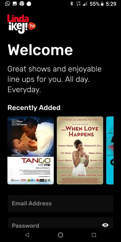 linda ikeji tv app user welcome page