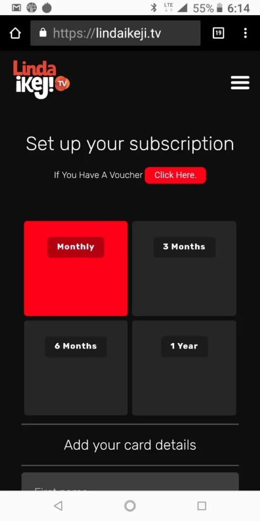 linda ikeji tv website subscription page