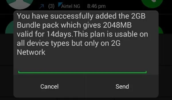 Airtel 2G network data plan