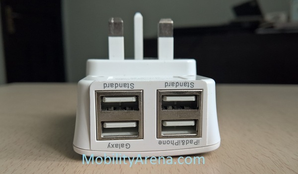 4 Port USB Power Adapter ports