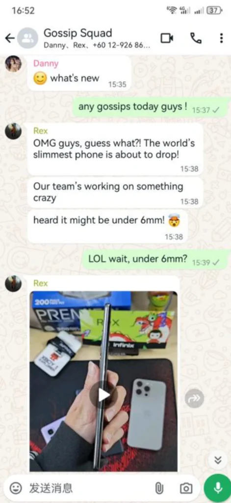 Leaked chat about Infinix Plans to Release World’s Thinnest 6mm Phone