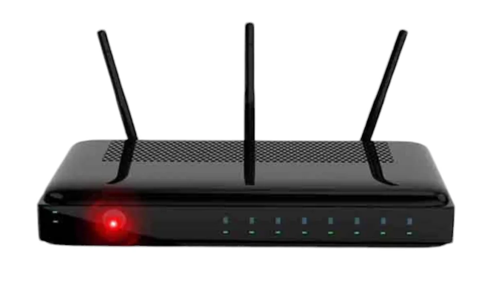 Illustrative image of an Internet router blinking red. 